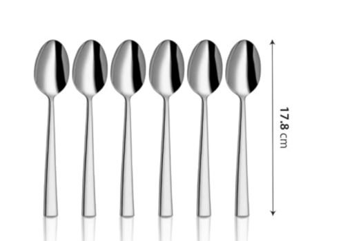 Shri & Sam Stainless Steel Lotus Plain Desert Spoon,6 Pieces - Image 2